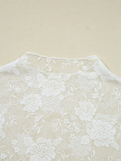Celeste Sheer Floral Lace Mock Neck Top - Be Juliet