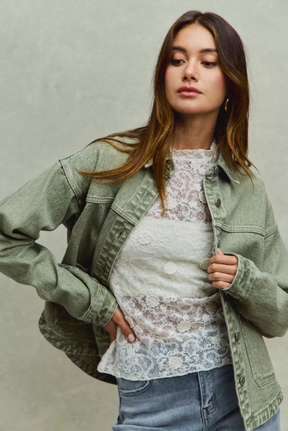 Renée Vintage-Washed Twill Shacket - Be Juliet