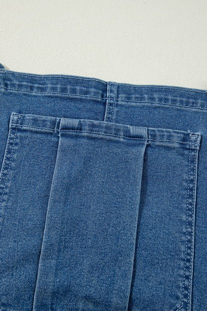 Adjustable Tie Straps Wide Leg Denim Overalls - Be Juliet