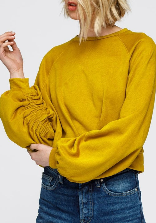 Scarlett Crewneck Ruched Sleeve Sweatshirt