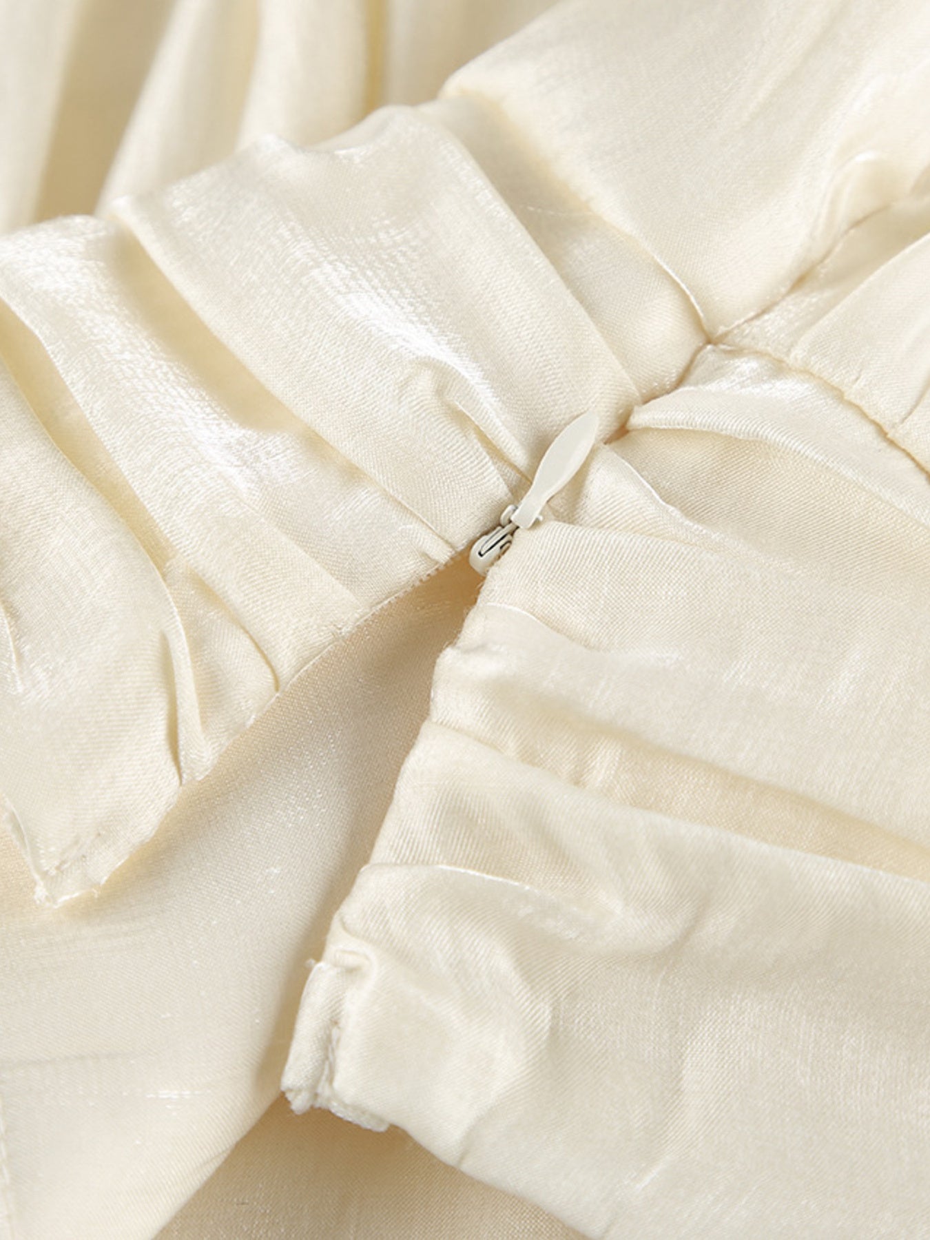 Elise Halter Ruched Cami - Cream, front close-up on model - Be Juliet