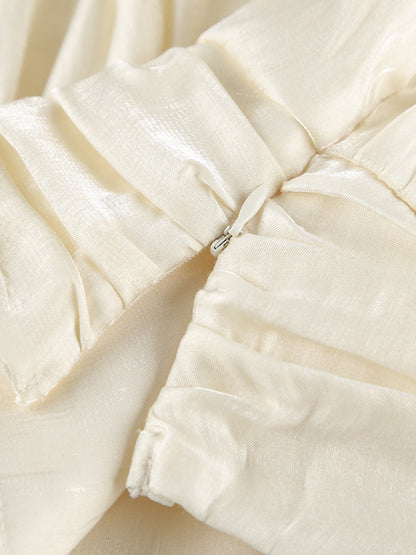 Elise Halter Ruched Cami - Cream, front close-up on model - Be Juliet
