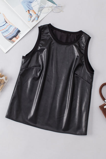 Lana Round Neck Tank - Black, side view on model - Be Juliet