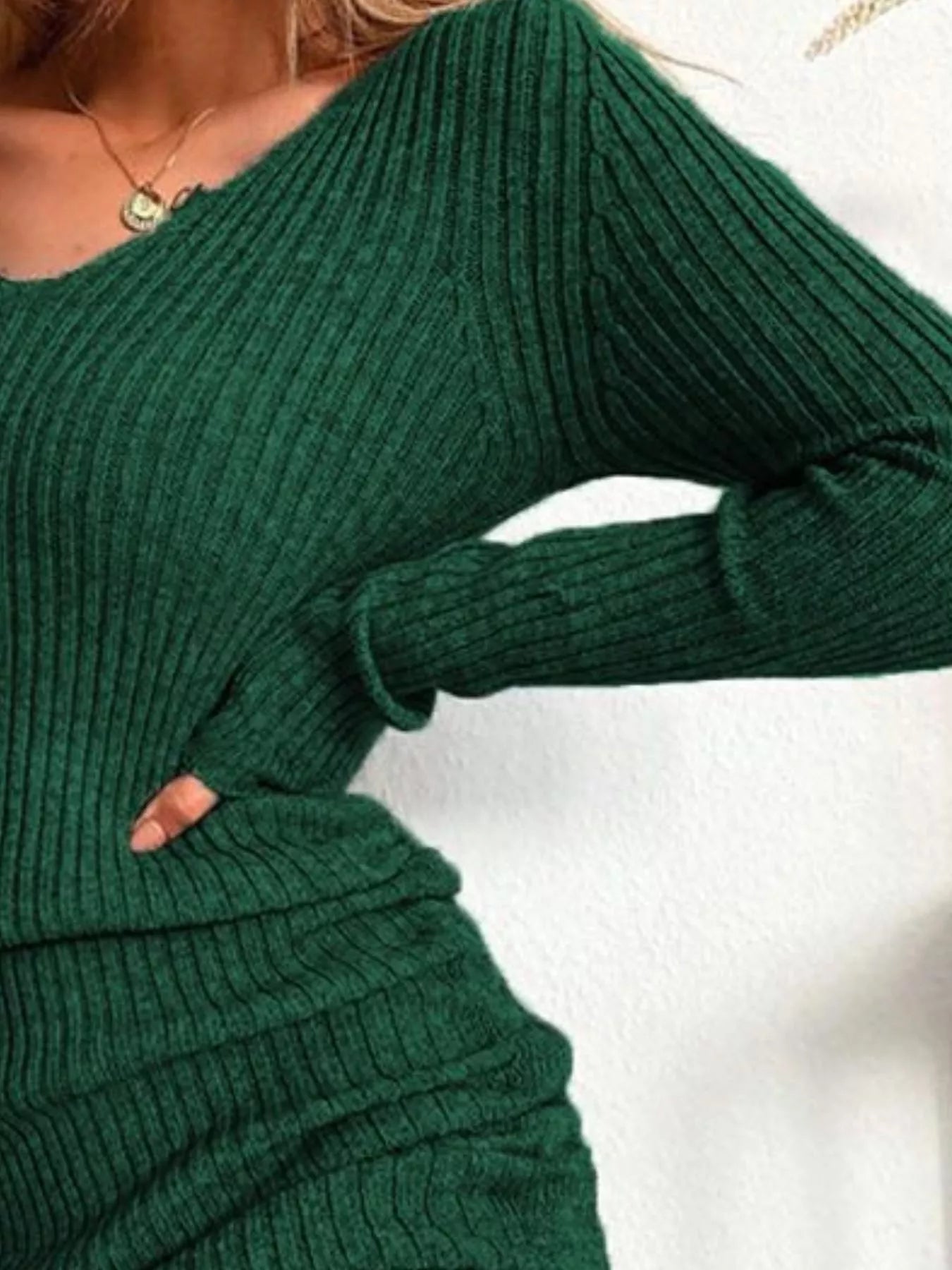 Elara Ribbed Knit Drawstring Bodycon Sweater Dress — Plus Size - Be Juliet