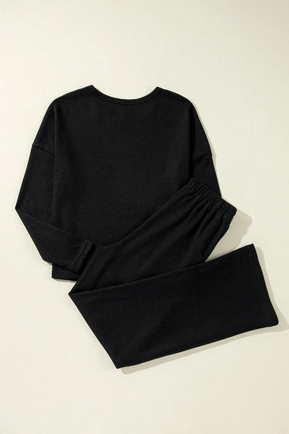 Long Sleeve Top and Drawstring Pants Lounge Set - Be Juliet