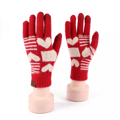 Heart Pattern Knitted Touchscreen Gloves - Be Juliet