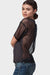 The Mesh Back Boxy Tee - Heather Charcoal / Black, sheer mesh back panel and sleeves over charcoal knit top - Be Juliet