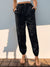 Parfee Pocketed Lace Elastic Waist Pants - Black, front view on model - Be Juliet
