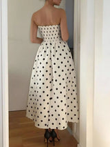 Polka Dot Strapless Midi Dress - Be Juliet