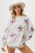 Sequin Star Flag Sweatshirt – Oversized Fit - OFF WHITE, front view on model - Be Juliet