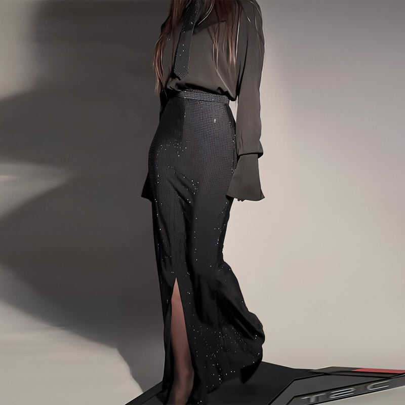 Elara Crystal Wrap Skirt Set