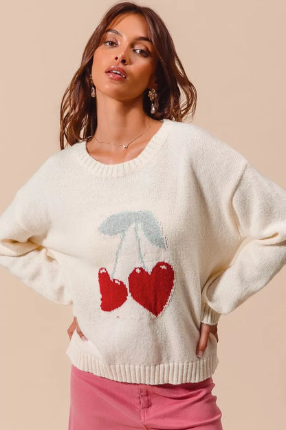Colette Heart Cherry Knit Sweater – Valentine's Edition - Be Juliet