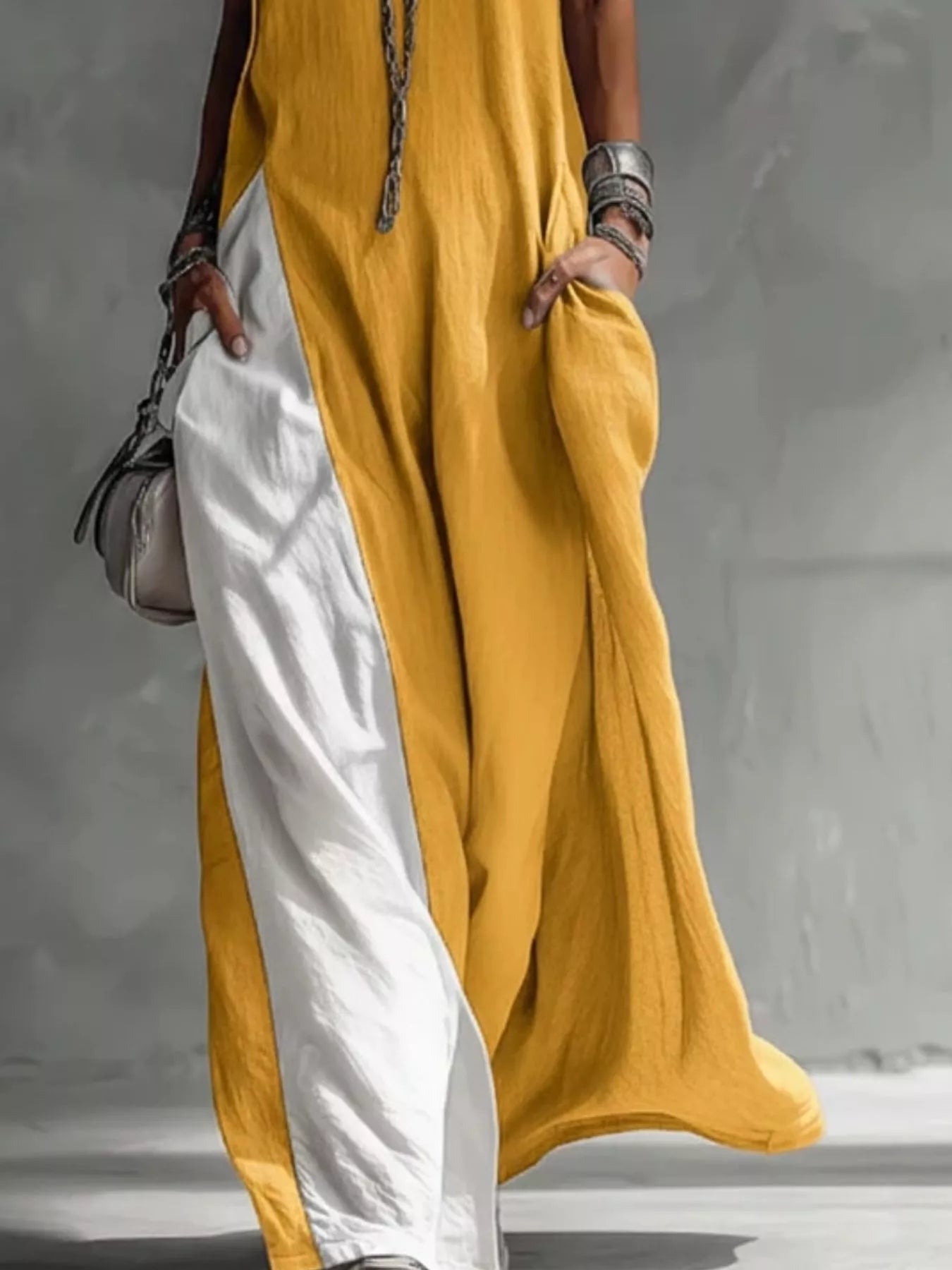Two-Tone Sleeveless Maxi Dress - Be Juliet