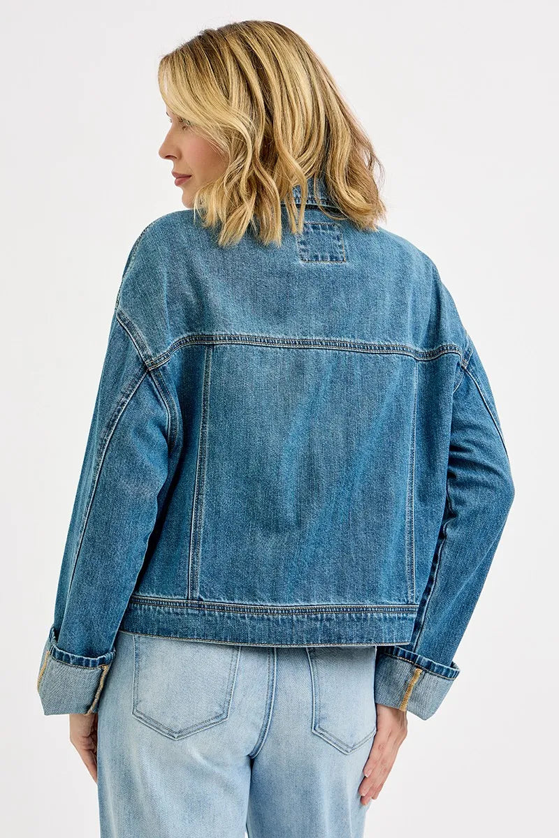 Sloane Oversized Cargo Pocket Denim Jacket - Be Juliet