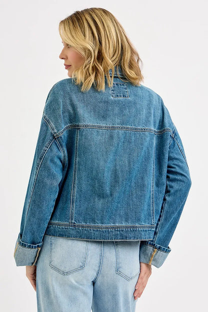 Sloane Oversized Cargo Pocket Denim Jacket - Be Juliet