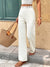 Colette High Waist Crochet Trim Pants - Off-white, front view on model - Be Juliet