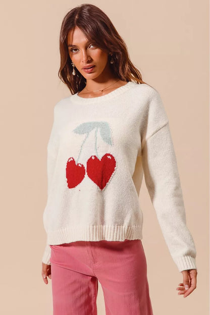 Colette Heart Cherry Knit Sweater – Valentine's Edition - Be Juliet