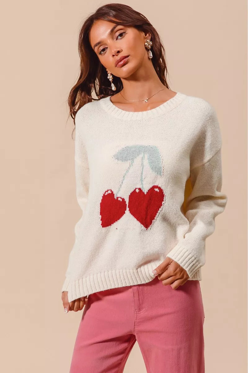 Colette Heart Cherry Knit Sweater – Valentine's Edition - Be Juliet