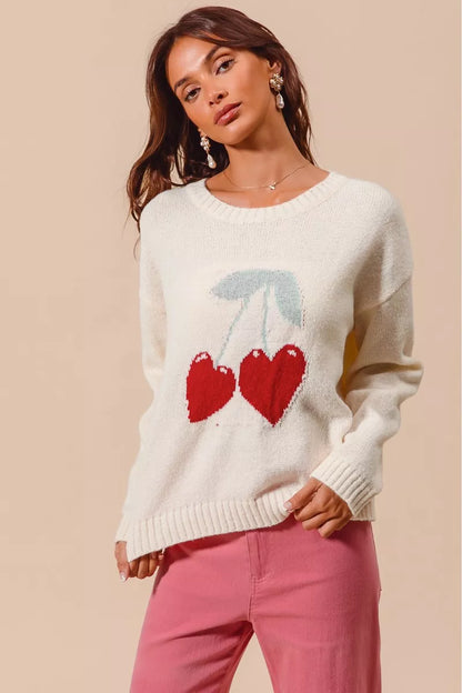 Colette Heart Cherry Knit Sweater – Valentine's Edition - Be Juliet