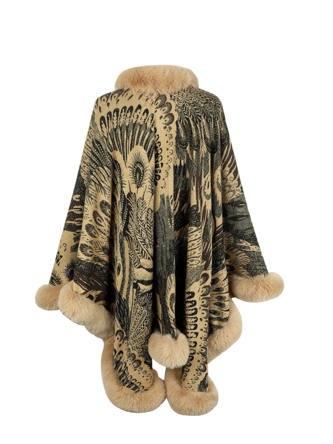 Sierra Printed Open Front Poncho - Khaki, side view on model - Be Juliet