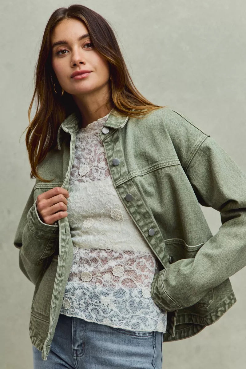 Renée Vintage-Washed Twill Shacket - Be Juliet