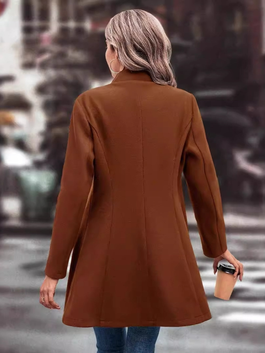 Collared Neck Longline Coat - Be Juliet