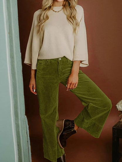 Céline Corduroy High-Waist Wide Leg Pants - Be Juliet
