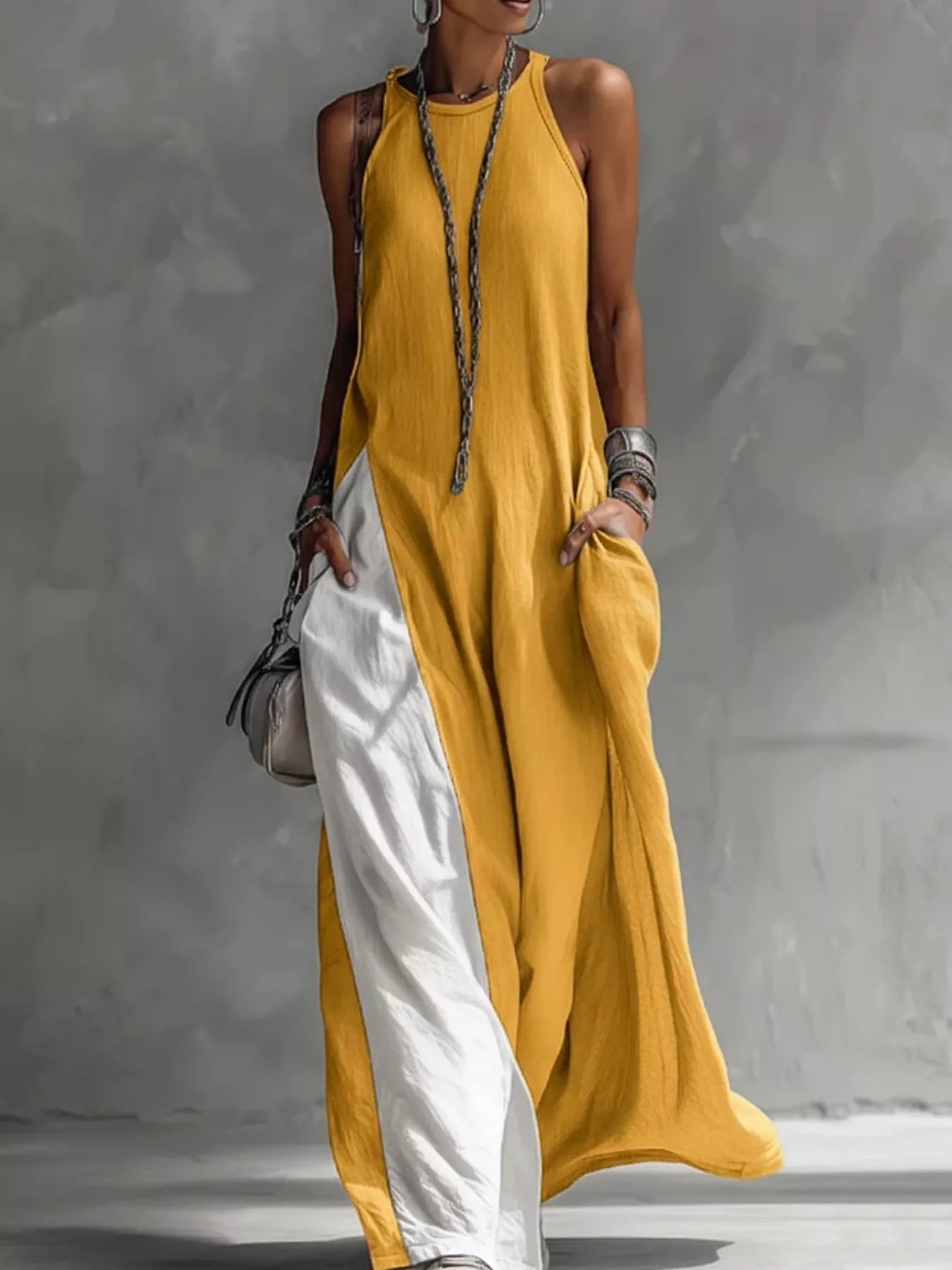 Two-Tone Sleeveless Maxi Dress - Be Juliet