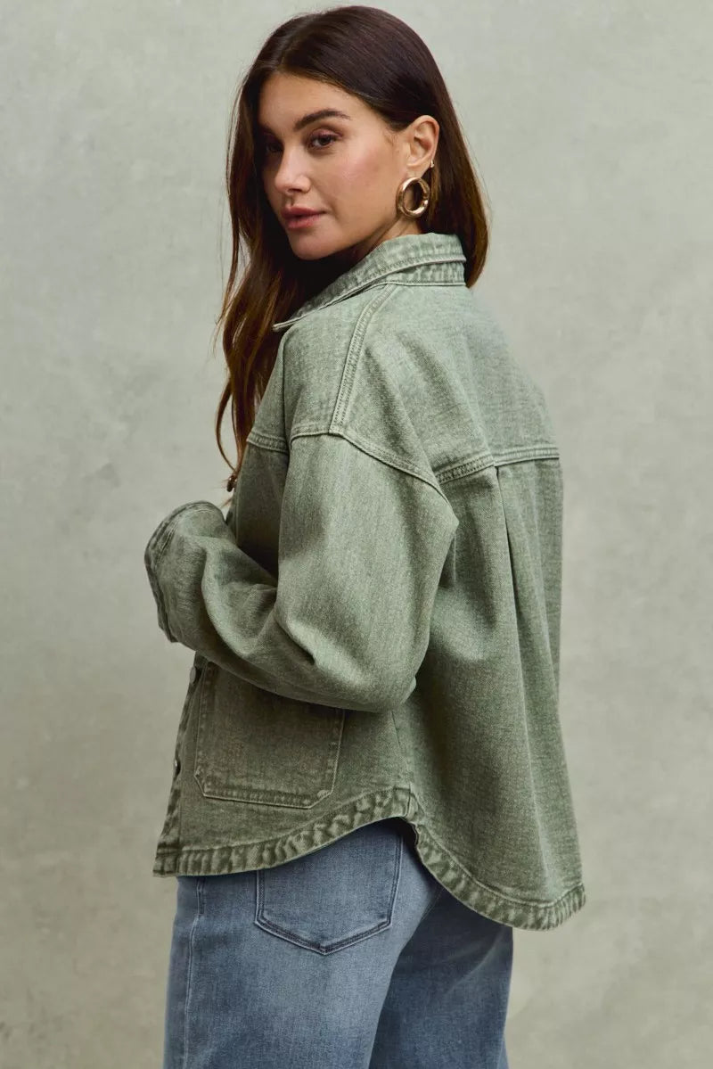 Renée Vintage-Washed Twill Shacket - Be Juliet