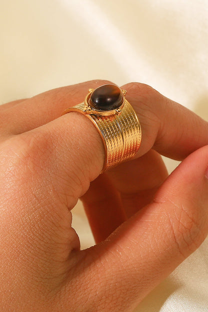 18K Gold-Plated Wide Open Ring - side profile showing ring width - Be Juliet