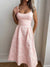 Be Juliet The Texture Midi Dress pink, front close-up, textured floral jacquard with scoop neckline
