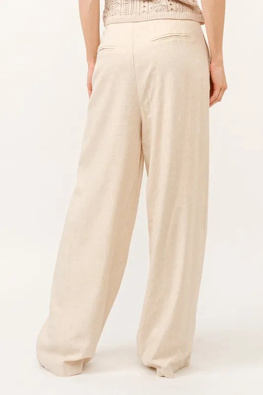 And The Why High-Rise Wide Leg Linen Pants - Be Juliet