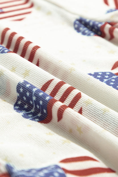 Americana Heart Mesh Long Sleeve Bodysuit - White, heart print fabric close-up detail - Be Juliet