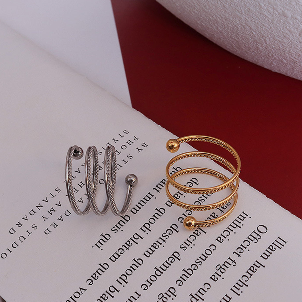 Titanium Steel Wrap Ring - lifestyle worn on hand - Be Juliet