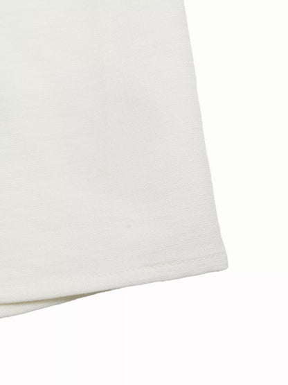 Colette High Waist Crochet Trim Pants - Off-white, hem length front view - Be Juliet