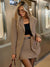 Adele Plaid Blazer & Skirt Set - Khaki, front view on model - Be Juliet