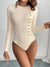 Perfee Button Detail Long Sleeve Bodysuit - Pastel Yellow, front view on model - Be Juliet