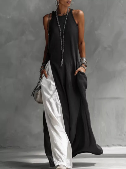 Two-Tone Sleeveless Maxi Dress - Be Juliet
