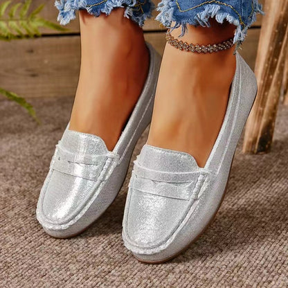 PU Leather Round Toe Flat Slip-Ons - Be Juliet