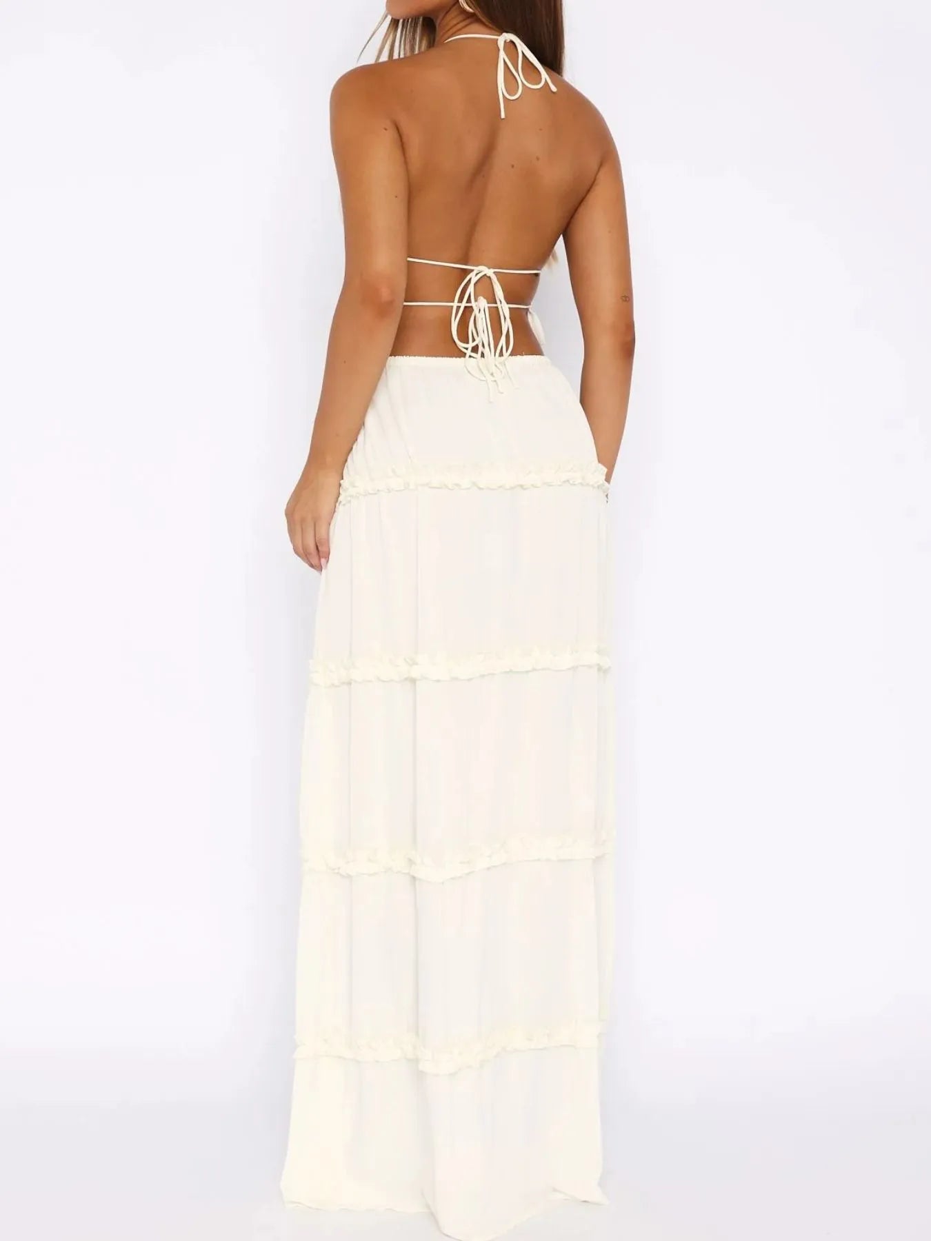 Isaline Two-Piece Set – Halter Crop Top & Maxi Skirt - Be Juliet