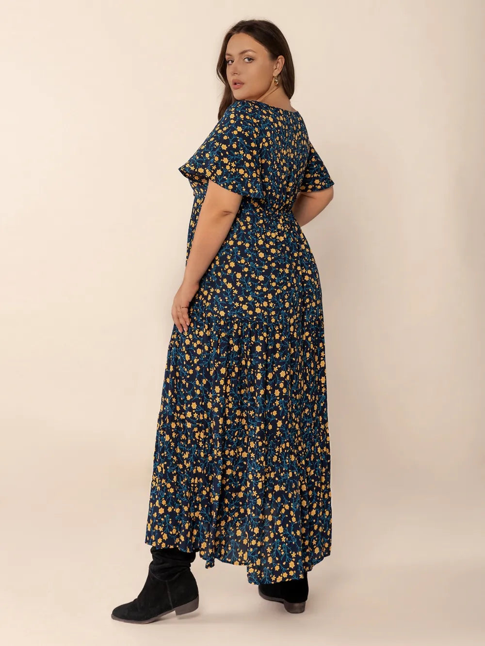 Luciana Printed Tiered Maxi Dress – Plus Size - Be Juliet