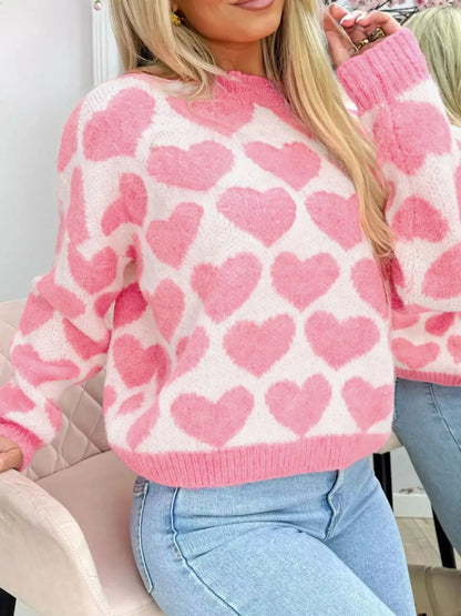 Valentine Heart Round Neck Sweater - Be Juliet