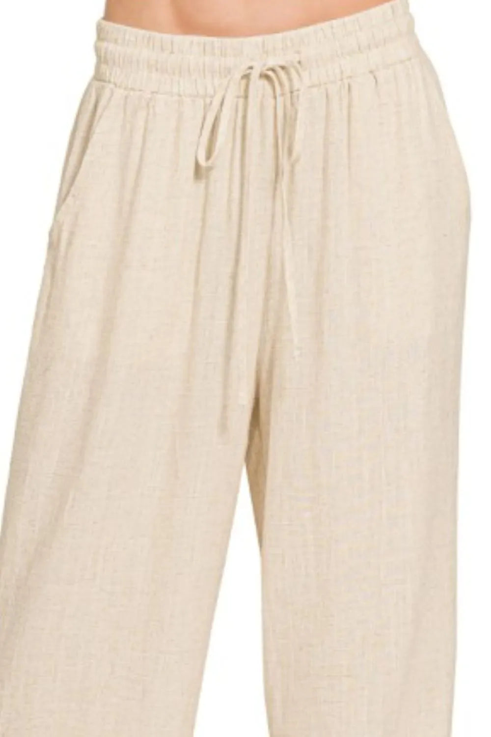 Zenana Linen Drawstring Pants - Be Juliet