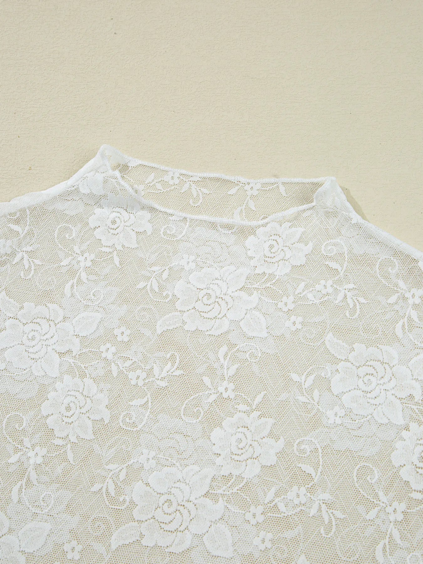 Celeste Sheer Floral Lace Mock Neck Top - Be Juliet