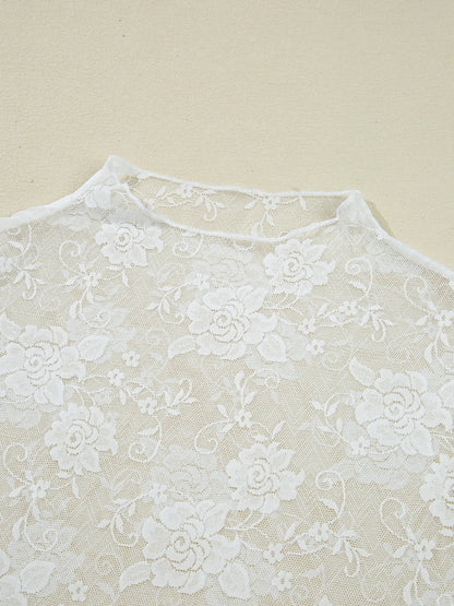 Celeste Sheer Floral Lace Mock Neck Top - Be Juliet