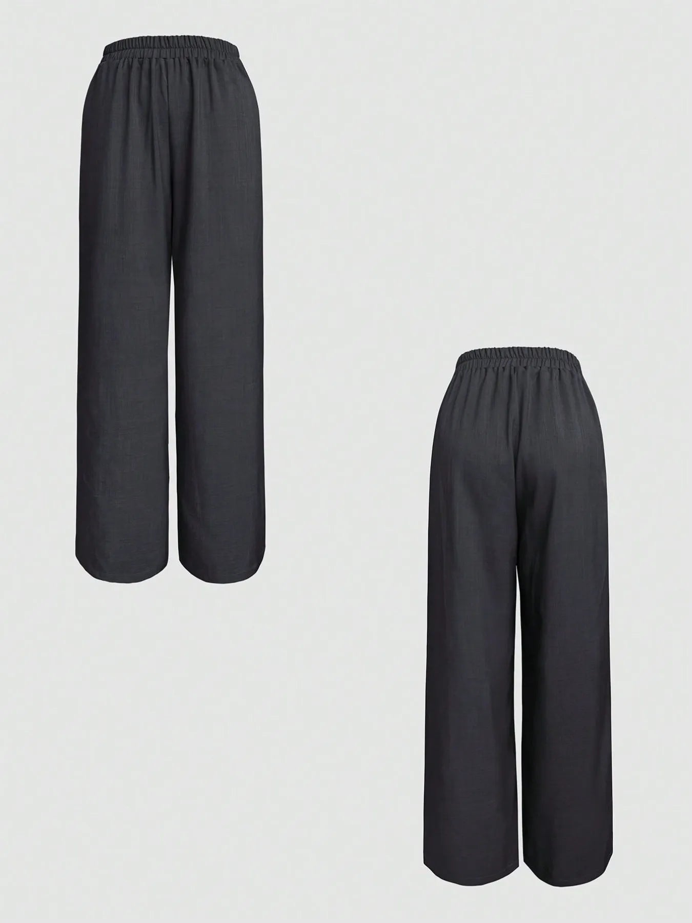 Isla Button-Up Sleeveless Top & Pants Set - Dark Gray, flat lay front view - Be Juliet