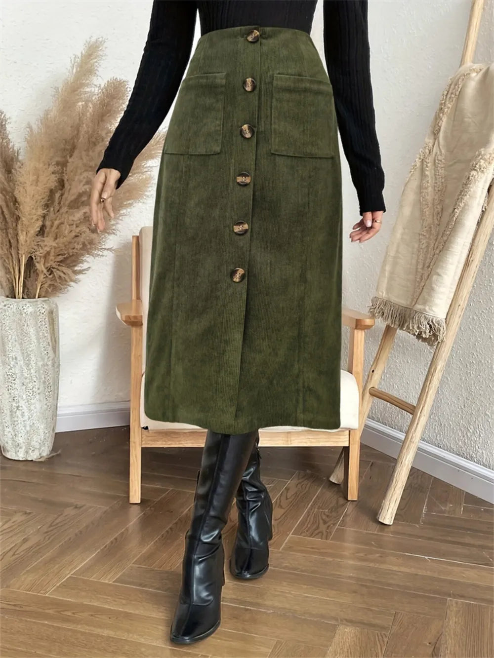 Pocketed Back Elastic Waist Skirt - Be Juliet