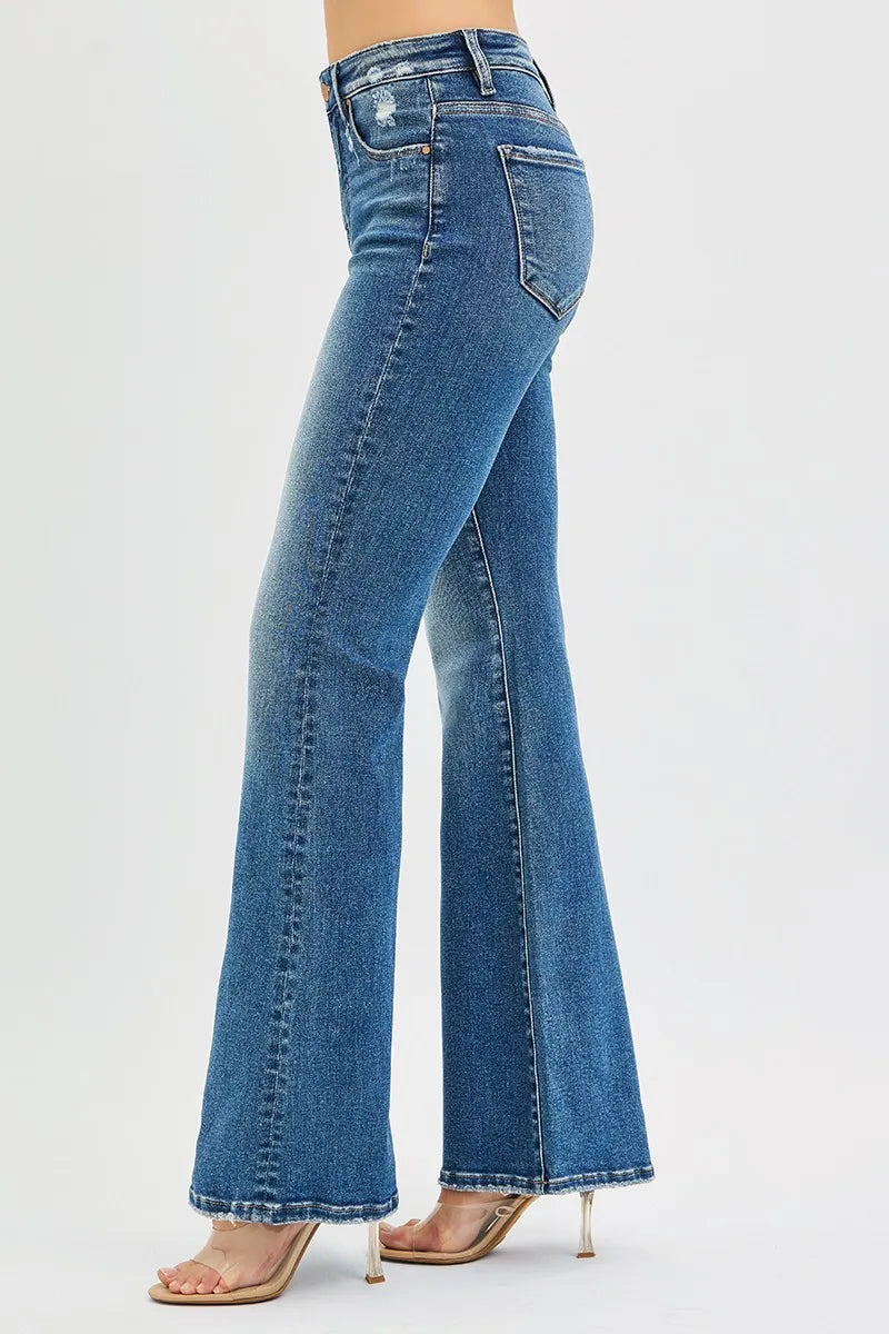RISEN Full Size Tummy Control High Rise Flare Jeans Plus Size - Be Juliet