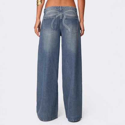 Wild Streak Wide-Leg Printed Denim Jeans - Be Juliet