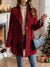 Jenny Plaid Collared Neck Long Sleeve Jacket - Burgundy, front view on model - Be Juliet